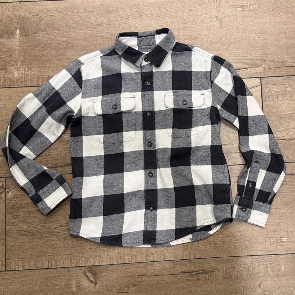 Old Navy Black and White Checkered Flannel Shirt